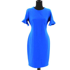 Calvin Klein Blue Dress Scallop Short Sleeves 10P